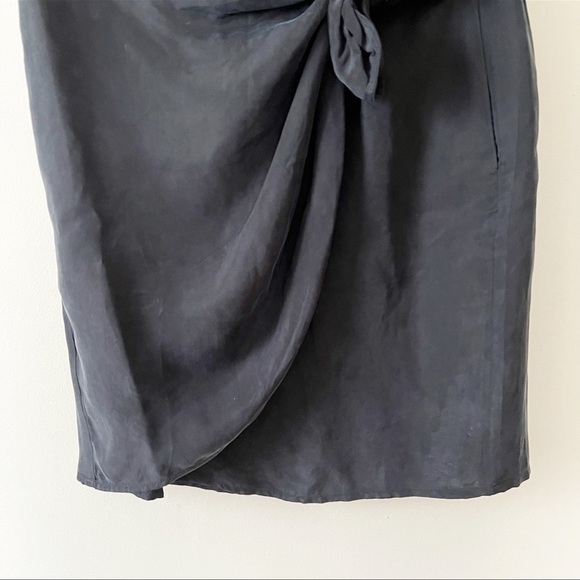 J. Crew Black Japanese Cupro Above the Knee Shimmery Wrap Skirt 12P Polished - Picture 4 of 8